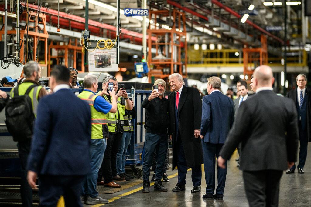 A Ford worker called out Trump. The president flipped him off. Now, he’s been suspended.